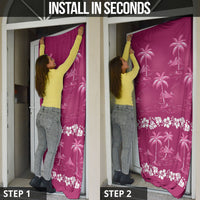 Pink Hawaii Palm Tree Hibiscus Door Cover Fantasy Summer Vibe