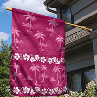 Pink Hawaii Palm Tree Hibiscus Garden Flag Fantasy Summer Vibe