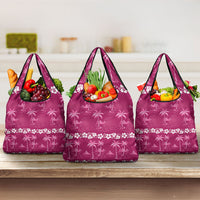 Pink Hawaii Palm Tree Hibiscus Grocery Bag Fantasy Summer Vibe