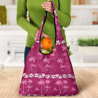 Pink Hawaii Palm Tree Hibiscus Grocery Bag Fantasy Summer Vibe