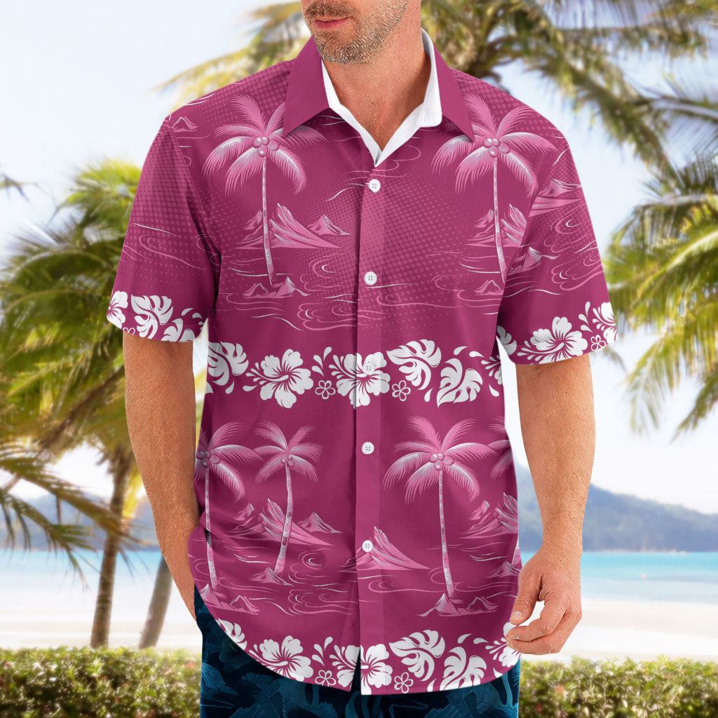 Pink Hawaii Palm Tree Hibiscus Hawaiian Shirt Fantasy Summer Vibe