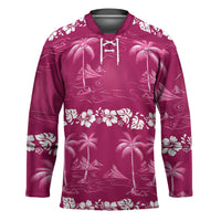 Pink Hawaii Palm Tree Hibiscus Hockey Jersey Fantasy Summer Vibe