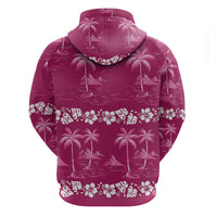 Pink Hawaii Palm Tree Hibiscus Hoodie Fantasy Summer Vibe