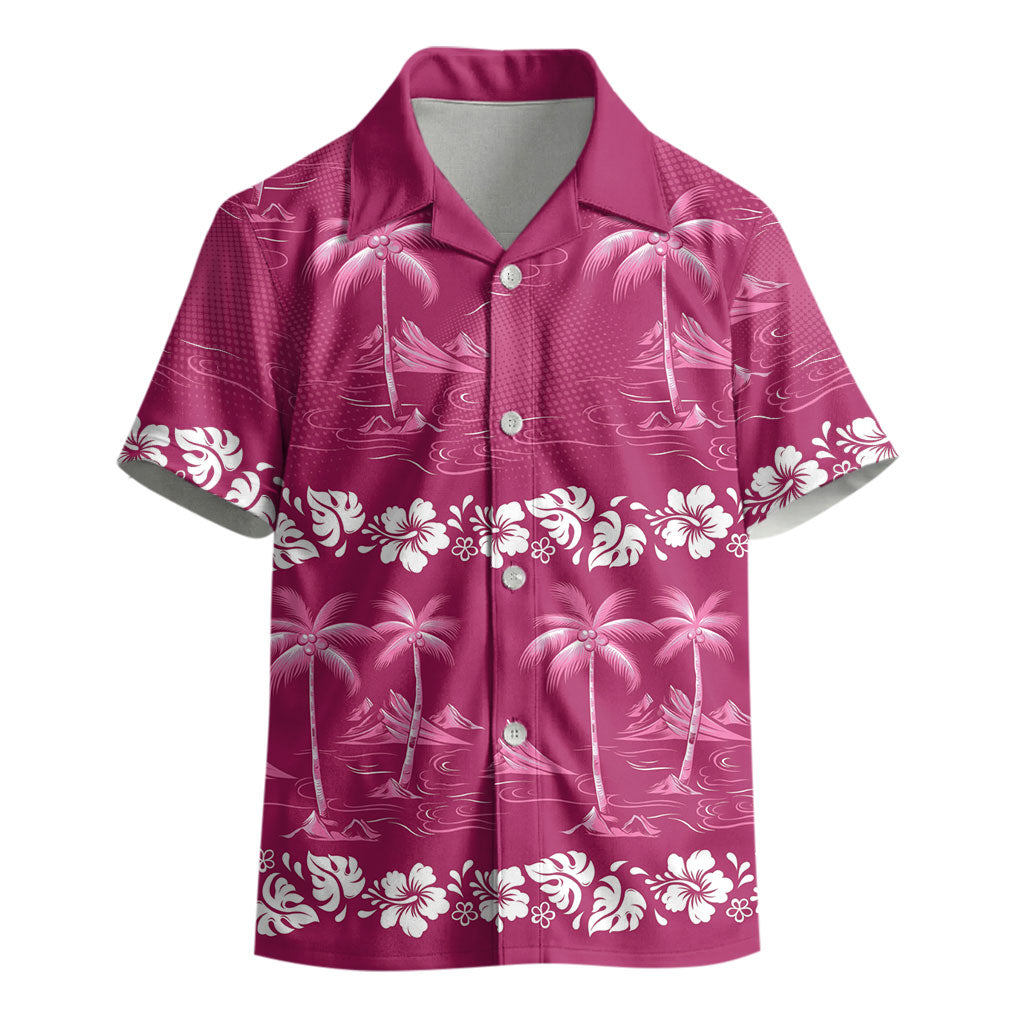 Pink Hawaii Palm Tree Hibiscus Kid Hawaiian Shirt Fantasy Summer Vibe