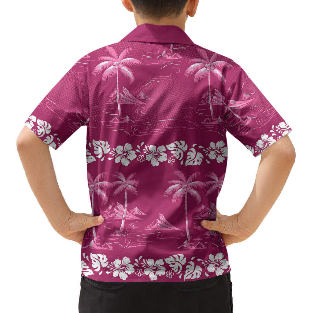 Pink Hawaii Palm Tree Hibiscus Kid Hawaiian Shirt Fantasy Summer Vibe