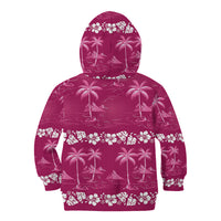 Pink Hawaii Palm Tree Hibiscus Kid Hoodie Fantasy Summer Vibe