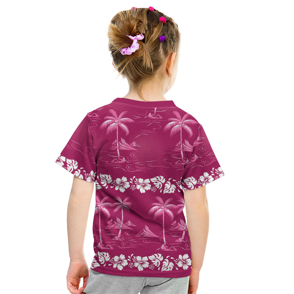 Pink Hawaii Palm Tree Hibiscus Kid T Shirt Fantasy Summer Vibe