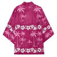 Pink Hawaii Palm Tree Hibiscus Kimono Fantasy Summer Vibe