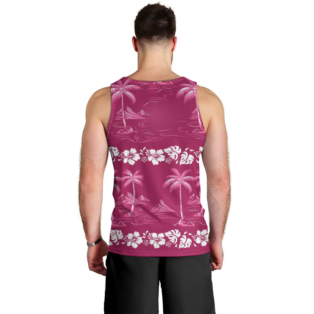 Pink Hawaii Palm Tree Hibiscus Men Tank Top Fantasy Summer Vibe