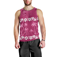 Pink Hawaii Palm Tree Hibiscus Men Tank Top Fantasy Summer Vibe