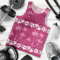 Pink Hawaii Palm Tree Hibiscus Men Tank Top Fantasy Summer Vibe