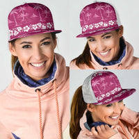 Pink Hawaii Palm Tree Hibiscus Mesh Trucker Cap Fantasy Summer Vibe