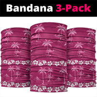 Pink Hawaii Palm Tree Hibiscus Neck Gaiter Fantasy Summer Vibe