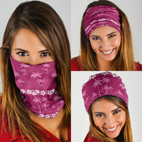 Pink Hawaii Palm Tree Hibiscus Neck Gaiter Fantasy Summer Vibe