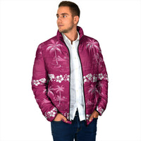 Pink Hawaii Palm Tree Hibiscus Padded Jacket Fantasy Summer Vibe