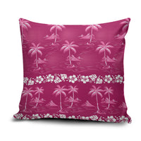 Pink Hawaii Palm Tree Hibiscus Pillow Cover Fantasy Summer Vibe
