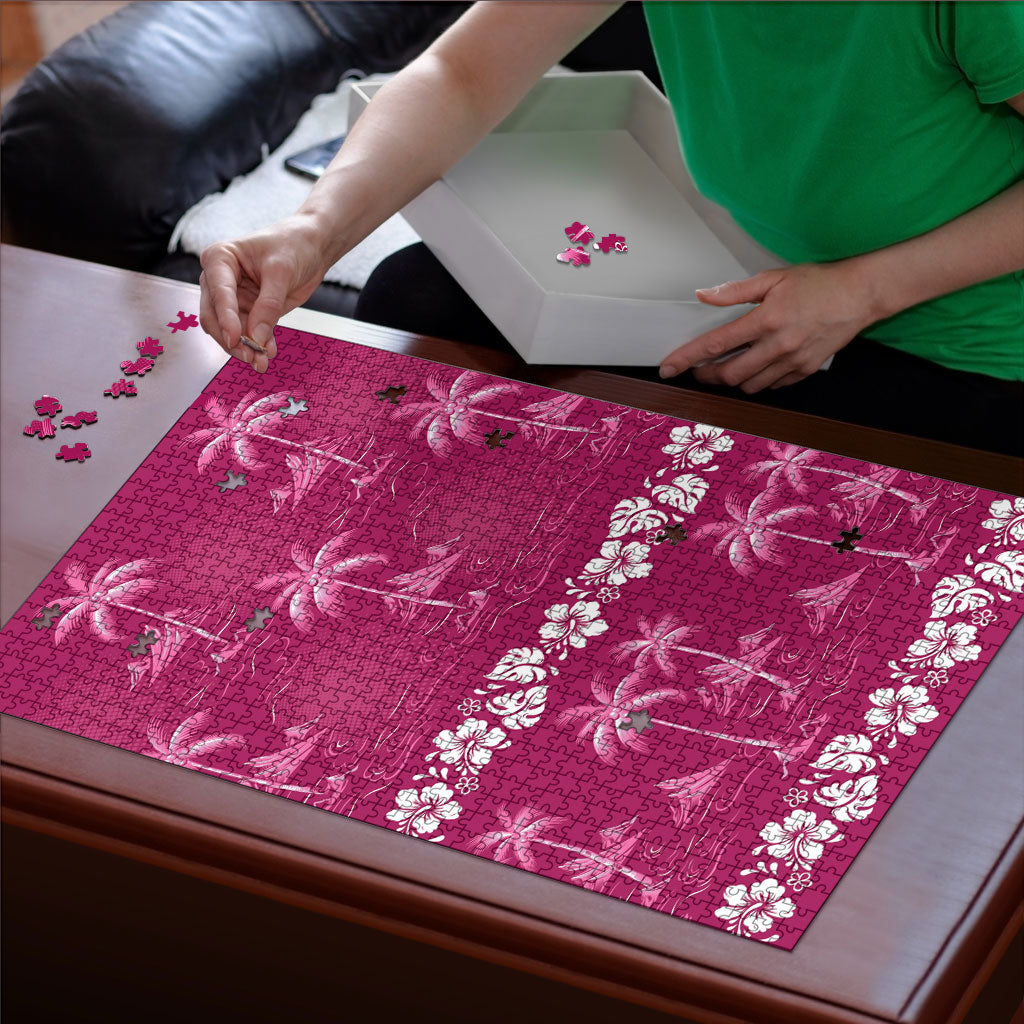 Pink Hawaii Palm Tree Hibiscus Puzzle Fantasy Summer Vibe