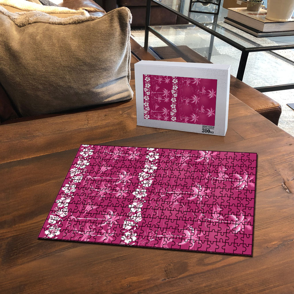 Pink Hawaii Palm Tree Hibiscus Puzzle Fantasy Summer Vibe