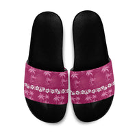 Pink Hawaii Palm Tree Hibiscus Slide Sandals Fantasy Summer Vibe