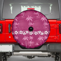 Pink Hawaii Palm Tree Hibiscus Spare Tire Cover Fantasy Summer Vibe