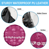 Pink Hawaii Palm Tree Hibiscus Spare Tire Cover Fantasy Summer Vibe
