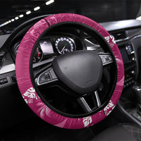 Pink Hawaii Palm Tree Hibiscus Steering Wheel Cover Fantasy Summer Vibe