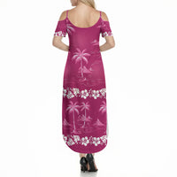 Pink Hawaii Palm Tree Hibiscus Summer Maxi Dress Fantasy Summer Vibe