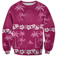 Pink Hawaii Palm Tree Hibiscus Sweatshirt Fantasy Summer Vibe