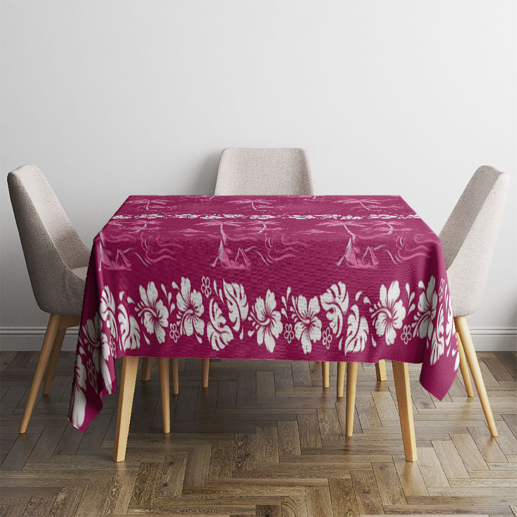 Pink Hawaii Palm Tree Hibiscus Tablecloth Fantasy Summer Vibe