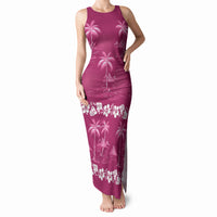 Pink Hawaii Palm Tree Hibiscus Tank Maxi Dress Fantasy Summer Vibe