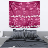 Pink Hawaii Palm Tree Hibiscus Tapestry Fantasy Summer Vibe