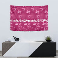 Pink Hawaii Palm Tree Hibiscus Tapestry Fantasy Summer Vibe