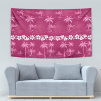 Pink Hawaii Palm Tree Hibiscus Tapestry Fantasy Summer Vibe