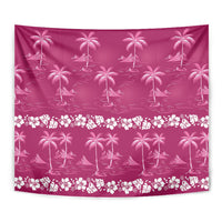 Pink Hawaii Palm Tree Hibiscus Tapestry Fantasy Summer Vibe