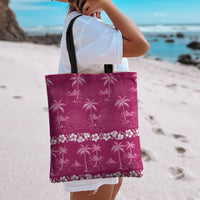 Pink Hawaii Palm Tree Hibiscus Tote Bag Fantasy Summer Vibe