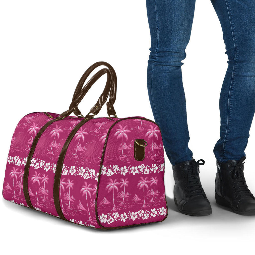 Pink Hawaii Palm Tree Hibiscus Travel Bag Fantasy Summer Vibe