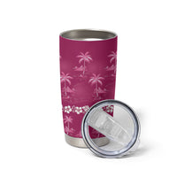 Pink Hawaii Palm Tree Hibiscus Tumbler Cup Fantasy Summer Vibe