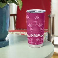 Pink Hawaii Palm Tree Hibiscus Tumbler Cup Fantasy Summer Vibe