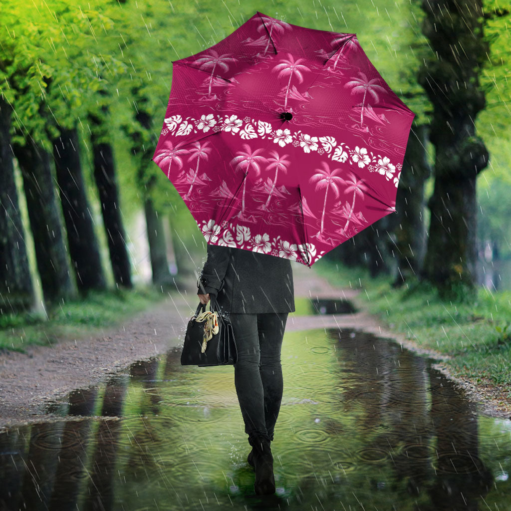 Pink Hawaii Palm Tree Hibiscus Umbrella Fantasy Summer Vibe