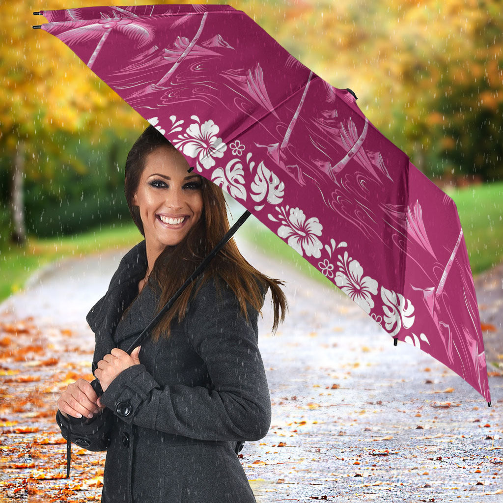 Pink Hawaii Palm Tree Hibiscus Umbrella Fantasy Summer Vibe
