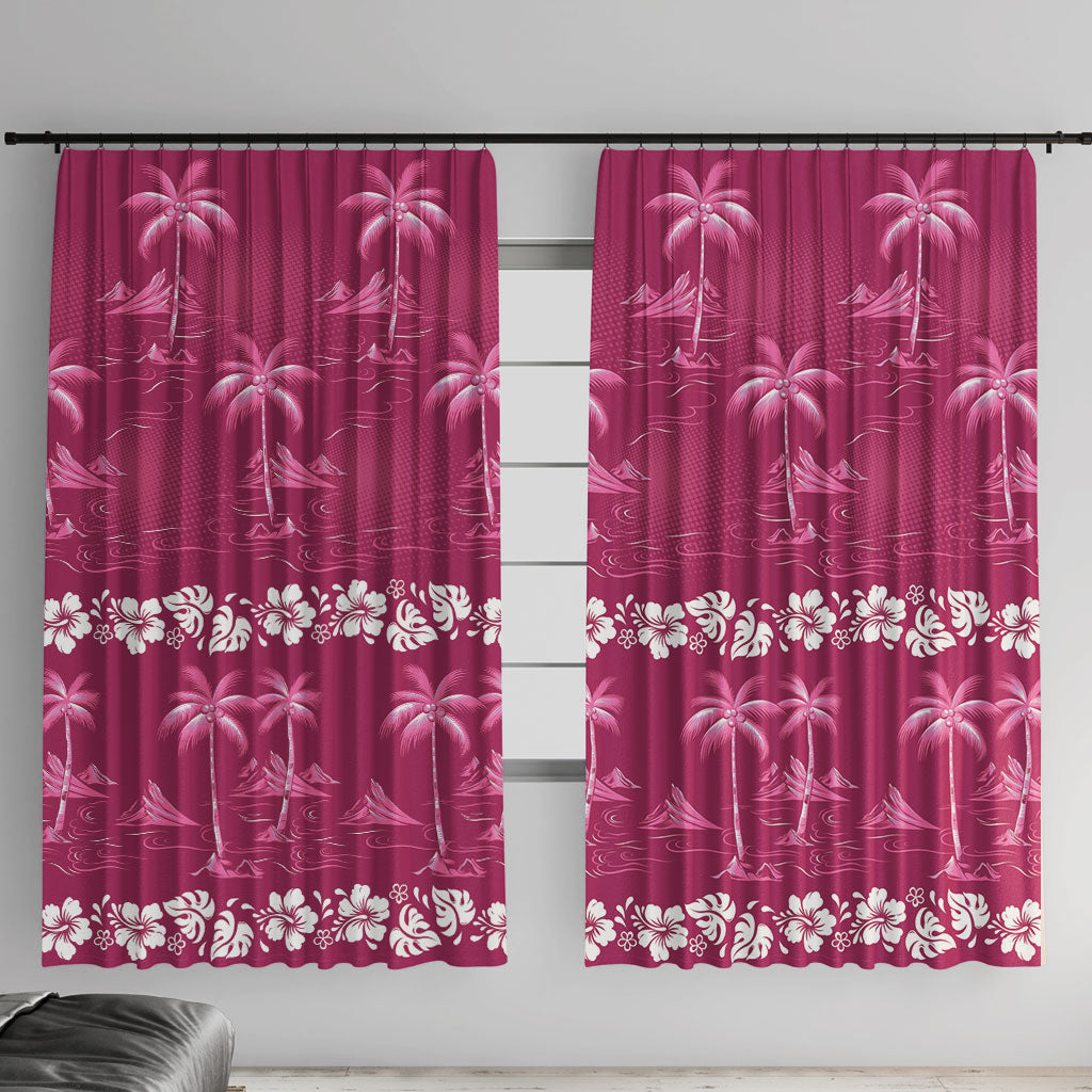 Pink Hawaii Palm Tree Hibiscus Window Curtain Fantasy Summer Vibe
