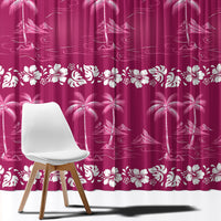 Pink Hawaii Palm Tree Hibiscus Window Curtain Fantasy Summer Vibe