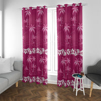 Pink Hawaii Palm Tree Hibiscus Window Curtain Fantasy Summer Vibe