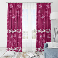 Pink Hawaii Palm Tree Hibiscus Window Curtain Fantasy Summer Vibe
