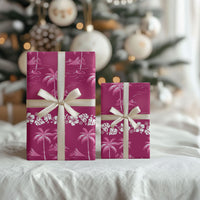 Pink Hawaii Palm Tree Hibiscus Wrapping Paper Fantasy Summer Vibe