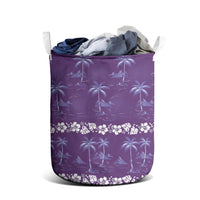 Purple Hawaii Palm Tree Hibiscus Laundry Basket Fantasy Summer Vibe