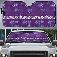 Purple Hawaii Palm Tree Hibiscus Auto Sun Shade Fantasy Summer Vibe