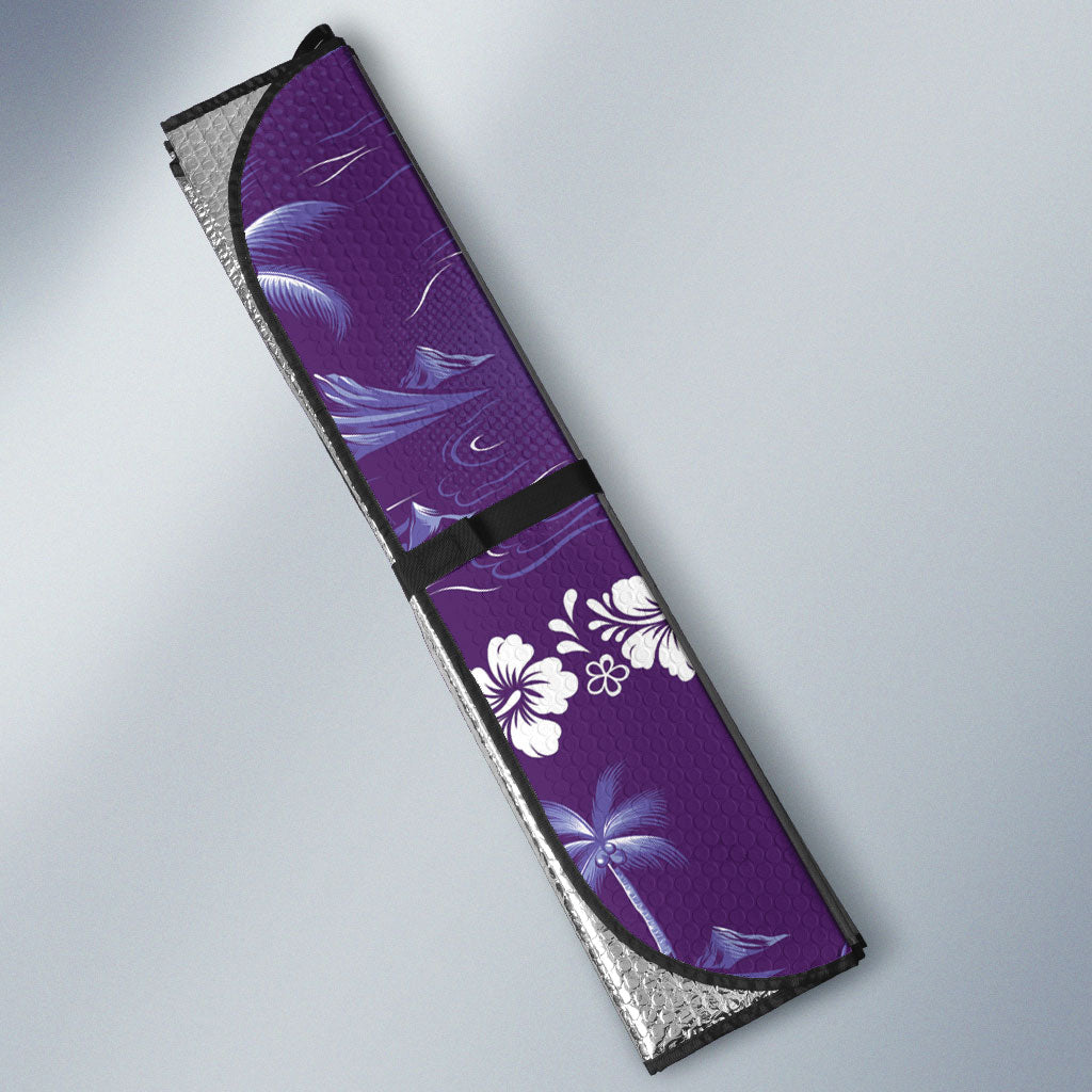 Purple Hawaii Palm Tree Hibiscus Auto Sun Shade Fantasy Summer Vibe