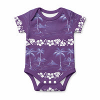 Purple Hawaii Palm Tree Hibiscus Baby Onesie Fantasy Summer Vibe