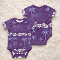 Purple Hawaii Palm Tree Hibiscus Baby Onesie Fantasy Summer Vibe